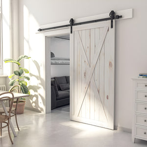 SuaTools - 150cm Carbon Steel Single Barn Door Sliding Track Kit - Black