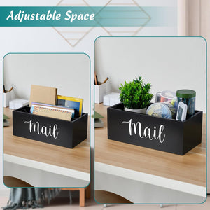 Nerdy Admin - 28 cm Wood Mail Holder Desktop Organizer with 4 Slots - Black