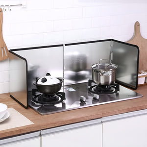 Pruchef - 76x29.5x30cm Oil & Grease Splatter Guard for Stove or Cooktop – Silver