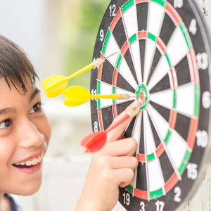 TugoPlay - 45cm Dartboard Target Game for Adults & Kids with Steel Tipped Dart- Black