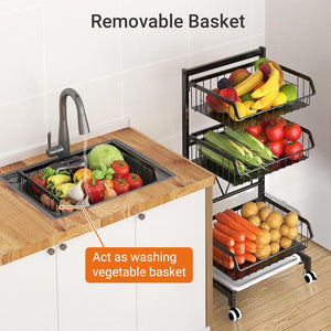 Pruchef - 4 Layer Carbon Steel Kitchen Organizer Rack for Fruit & Vegetable - Black