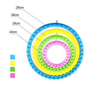 GajToys - 4 Pcs Plastic Round Knitting Loom Set With Needle Hook - Multi Color