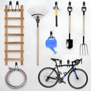 SuaTools - 12 Pcs Wall Mount Heavy Duty Steel Tool Hangers Garage Set – Black
