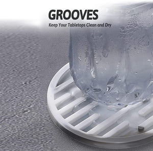 Pruchef - Set of 6 Heat Resistant Silicone Coasters with Holder - Marble