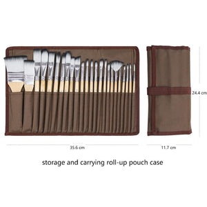 Nerdy Admin - 24pcs Professional Artistic Brushes with Polyester Bag - Brown