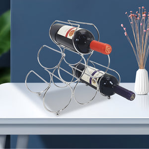 Bar Visor - 6 Bottle Iron Wine Rack, Pyramid Holder for Countertop Storage - Silver