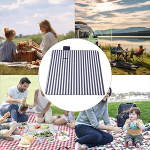 Herqona - 200 cm Sand Proof Foldable Outdoor Picnic Blanket - Blue & White