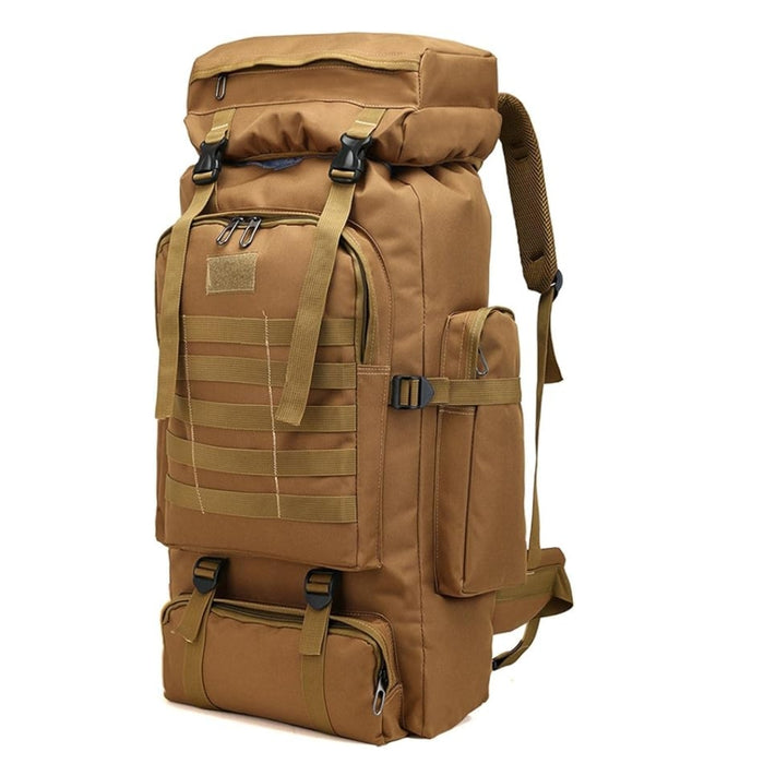 Pract Pack - 75L Large Oxford Military Hunting Hiking Backpack - Khaki Color