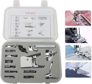 SuaTools - 15 in 1 Universal Sewing Machine Presser Feet Kit with Box