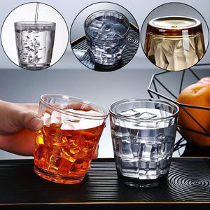 Pruchef - 6 Pcs Plastic Drinking Glasses with Diamond Cut Design - Multicolor
