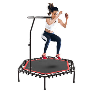 Toto Bubs - 131 cm Hexagon Fitness Trampoline with T-Bar Handle - Black