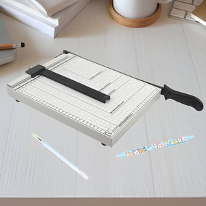 Nerdy Admin - A3 Metal Paper Cutter Trimmer Set For Home & Office Use - White
