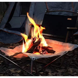 Herqona - 43cm Portable Stainless Steel Fire Pit for Camping and Outdoor Use - Silver