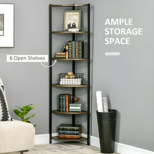Pract Pack -  6 Tier Particle Board Corner Shelf Stand, For Home & Office Use - Brown