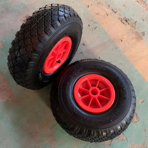 Herqona -2Pcs Puncture Proof Rubber Wheelbarrow Wheels for Trolleys & Carts – Black