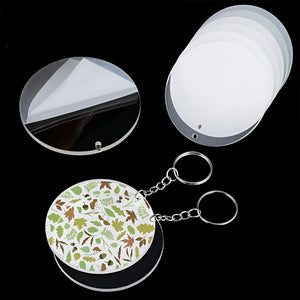 Volamor - 200 Pcs Round Acrylic Key Rings With Tassels Kit For DIY Keychains - Clear