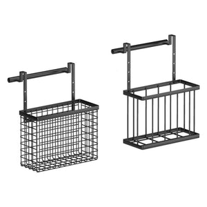 Pract Pack - 2 Pcs Carbon Steel Cabinet Door Hanging Baskets with Towel Bar - Black