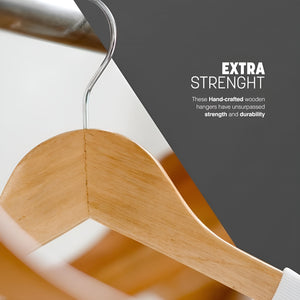 Pruchef - 40 Pcs Wooden Clothes Hangers with Swivel Chrome Hooks - Walnut Brown