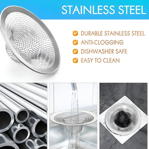 Pruchef - 6Pcs Stainless Steel Sink Strainer Mesh For Bathroom & Kitchen - Silver