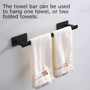 SuaTools - 40cm Stainless Steel Adhesive Wall Mounted Towel Rail Holder - Black