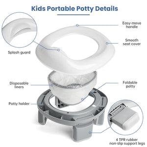Toto Bubs - 2 in 1 Foldable Potty Training Toilet Seat For Toddlers & Kids - Gray