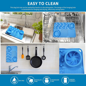 WigWagga - 3 in 1 Durable Silicone Dog Licking Pad with Anti Slip Design - Blue
