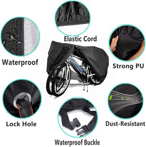 Herqona - 200cm Durable & Waterproof Oxford Bicycle Cover with Bag - Black