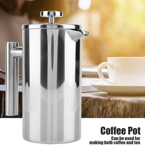 Pruchef - 350ml Insulated Stainless Steel Coffee French Press - Silver