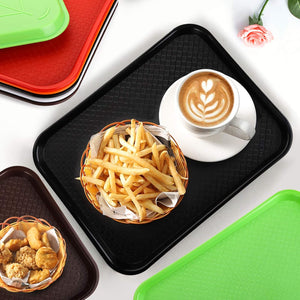 Pruchef - 12 Pcs Plastic Fast Food & Cafeteria Serving Trays - Black