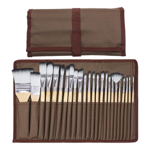 Nerdy Admin - 24pcs Professional Artistic Brushes with Polyester Bag - Brown