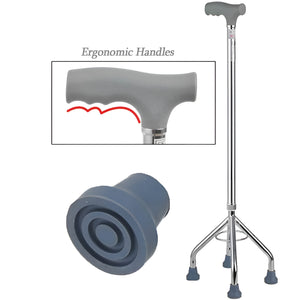 VolaFit - Adjustable Quad Walking Cane with 4 Legs for Elderly Users – Gray