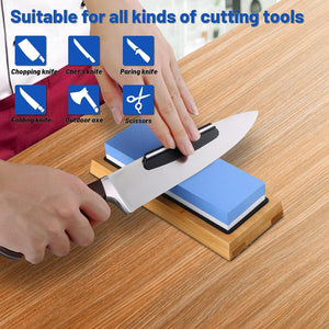 Pruchef - 6 in 1 Knife Sharpening Whetstone with 2 Side Grit 1000/6000