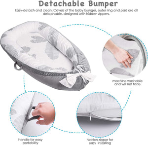 Toto Buds - Baby Lounger for Newborn Infant Baby Nest Sleeper - Gray