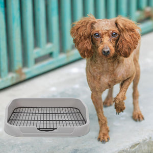 WigWagga - Large Dog Potty Tray Indoor Pet Toilet Tray With Iron Net 48cm - Grey