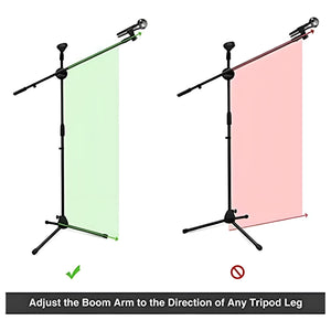 GajToys - 150cm Foldable Aluminum Mic Stand With Boom Arm & Non Slip Legs - Black