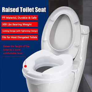 Pract Pack - 40cm Raised Comfortable Toilet Seat with Lid & Safe Lock - White