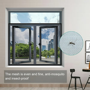 Herqona - 120x500cm Fiberglass Insect Screen for Windows & Door - Black