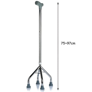VolaFit - Adjustable Quad Walking Cane with 4 Legs for Elderly Users – Gray