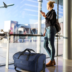 Pract Pack -  70L Capacity Foldable Travel Luggage Duffel Bag with Shoulder Strap – Blue