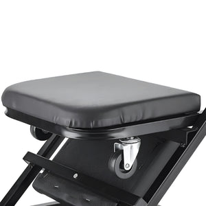 Herqona - 42cm Foldable Z Shape Metal Frame Mechanic Garage Creeper Stool - Black