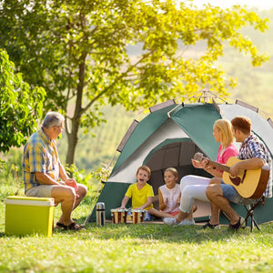 Herqona - Camping Tent Oxford Fabric Breathable 4 to 6 Person Tent 200cm - Green