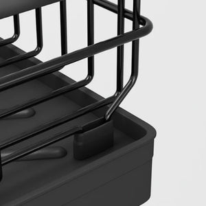 Pruchef -  Single Dish Drying Rack with Utensil & Cutting Board Holder - Black