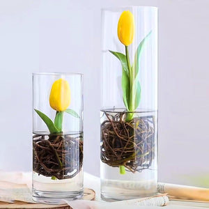 Volamor - 4 Pcs Acrylic Clear Cylinder Flower Vase Set for Plants - Transparent