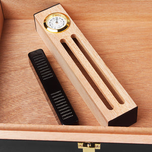 Pract Pack - Cedar Wood Humidor Cigar Box and Cutter Set - Black