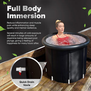 Herqona - Cold Plung Ice Bath Tub PVC Portable Cold Water Bathtub 85cm - Black