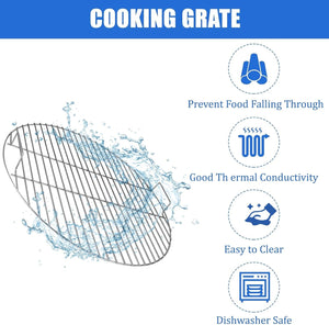 Pruchef - 44.5 cm Round Iron Fire Pit Grate for Outdoor Cooking - Grey