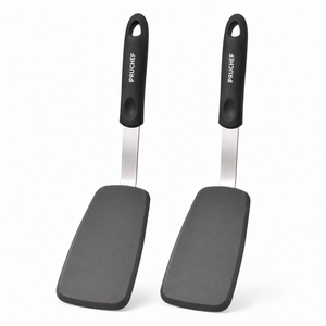 PRUCHEF - 2 Pcs BPA Free Non Toxic Silicone Spatula Set for Flipping - Black