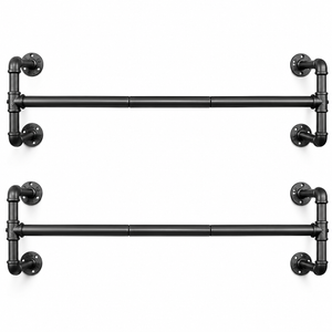 Pract Pack - 2 Wall Mounted Clothes Rack Industrial Pipe Clothing Rack - 104cm