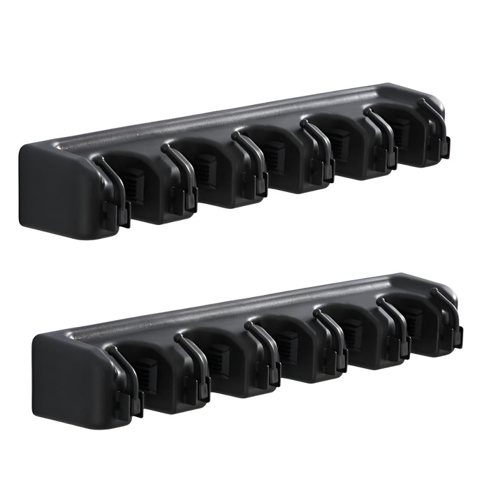 Pract Pack - 2Pcs Wall Mounted Broom Holder and Tool Organizer for Home – Black