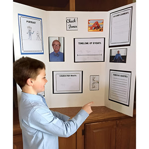 Nerdy Admin - 4Pcs Tri Fold Presentation & Display Boards for School Projects - White